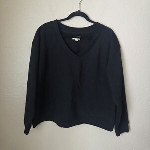 Pact Calla V Neck Sweatshirt Size XL Black